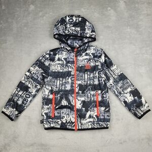 Reebok Windbreaker Jacket Kids Boys All Over Print Hooded Lightweight Size 4 - 5